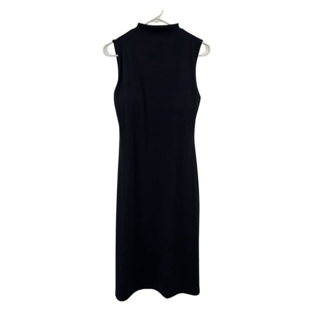 OGL Mockneck Tucks Midi Dress dark blue medium Sleeveless Minimalist